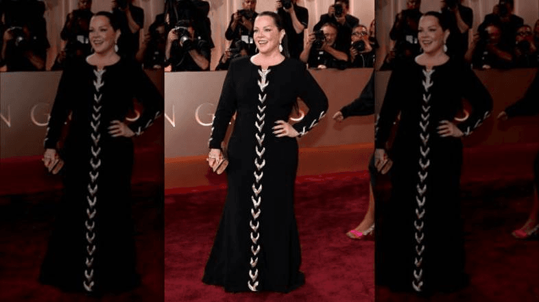 Melissa McCarthy's Golden Globes 2026 Look: Sculpted Glamour, Custom  Siriano Couture & a High-Fashion Ponytail